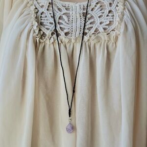 💎BUNDLE 4/$10💎 Amethyst Pendant On extra long Black Cord necklace